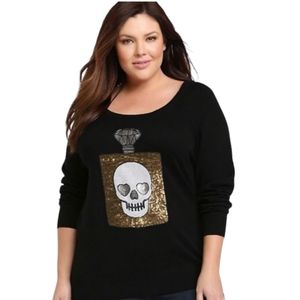 Torrid Black Sequin Skull Purfume Bottle Sweatshirt Size 3